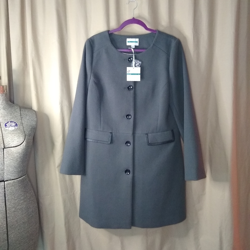 PIM + LARKIN gray mid length felted dress coat